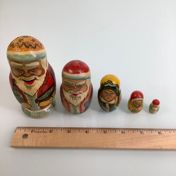 VGT Santa Claus Soviet Union Russia Matryoshka 1996 Nesting Dolls 5 complete - Picture 12 of 12